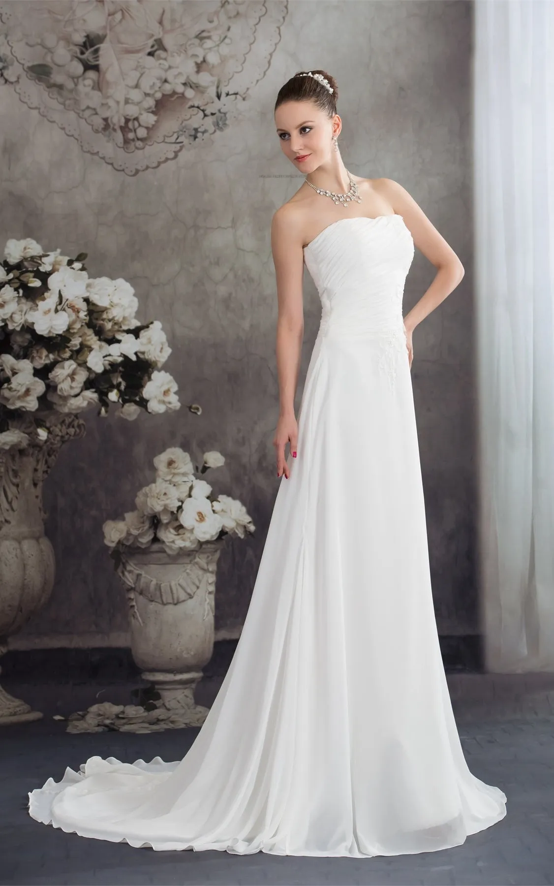 Sweetheart A-Line Chiffon Appliques and Gown With Ruching-GC_314901