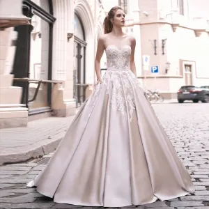 Sweetheart Neck Lace Up Simple Bridal Gowns