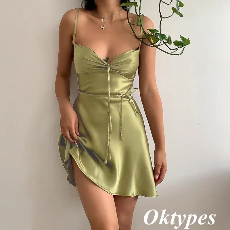 Sweety Green Elastic Satin Spaghetti Straps V-Neck A-Line Homecoming Dresses,PDS0514