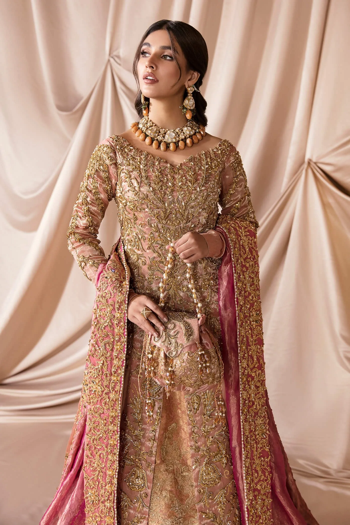 Tena Durrani Pink Long Gown Lehenga Pakistani Wedding Dresses