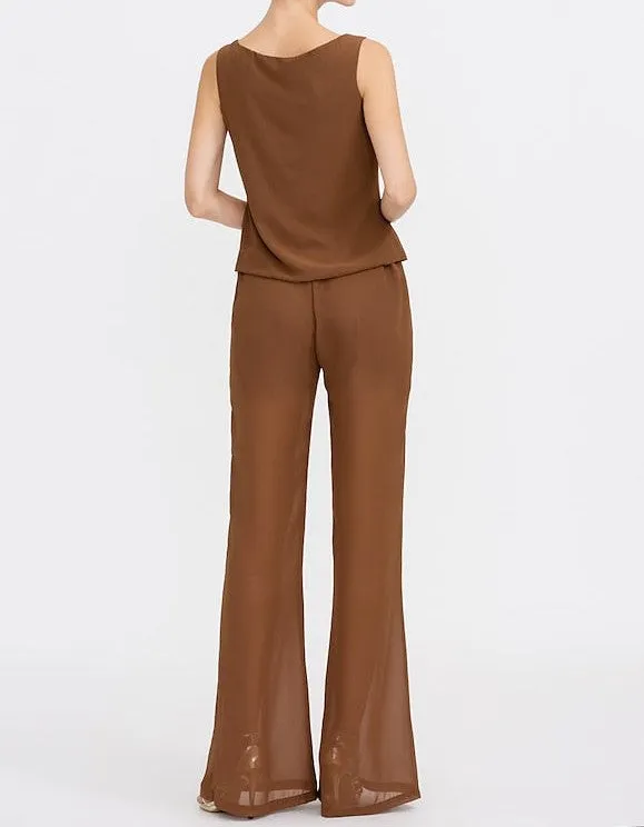 Terracotta Long Sleeves Chiffon Mother of The Bride Pantsuits with Jacket