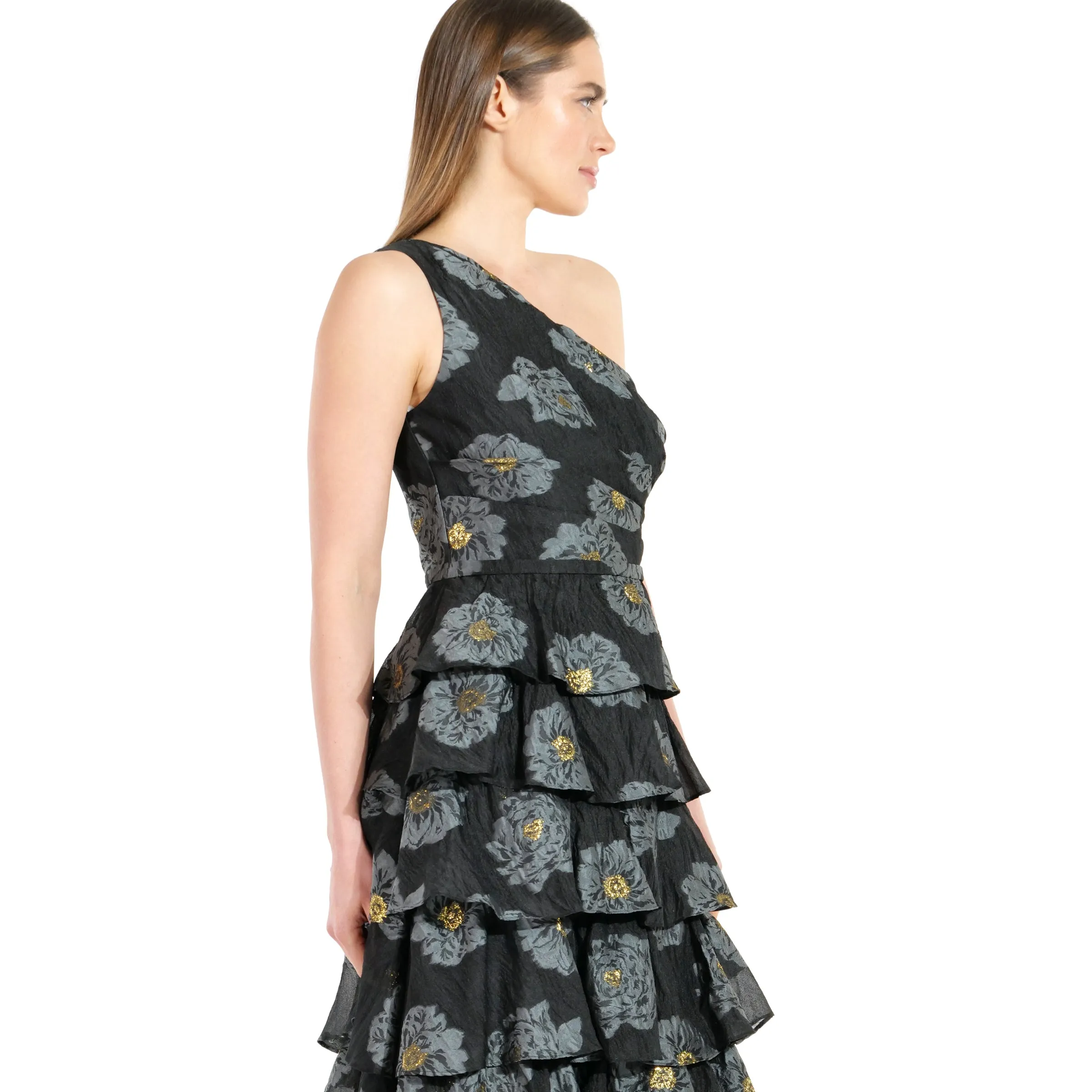 The Midnight Bloom Tiered Gown