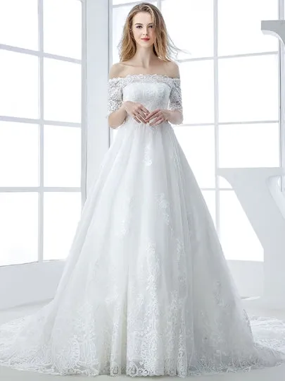 Tiered Mermaid Floor-Length Wedding Dress