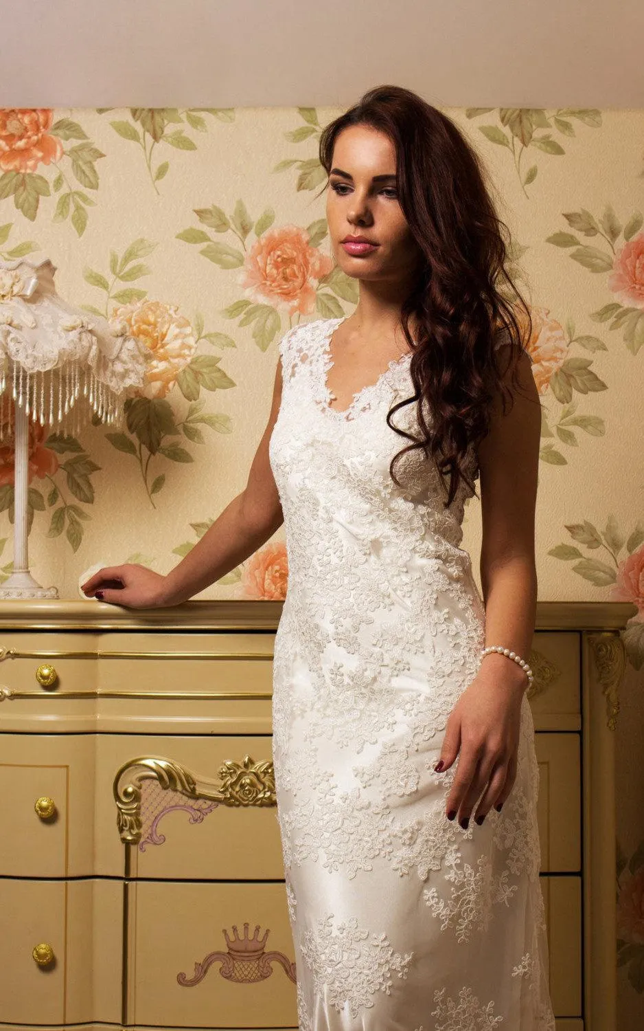 Tulle Lace Satin Weddig Dress With Illusion Corset Back-711955