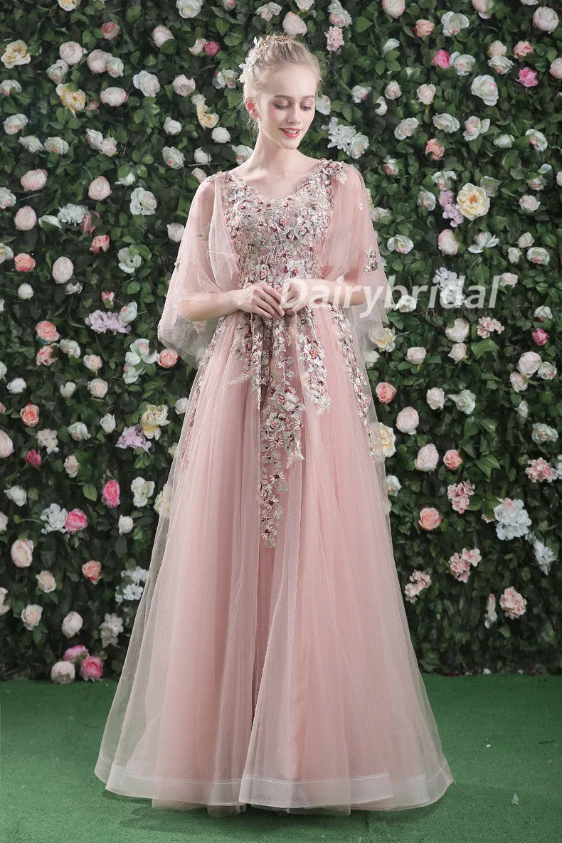 Tulle Prom Dress, Elegant Prom Dress, Beading Prom Dress, A-Line Prom Dress, Applique Prom Dress, DA899