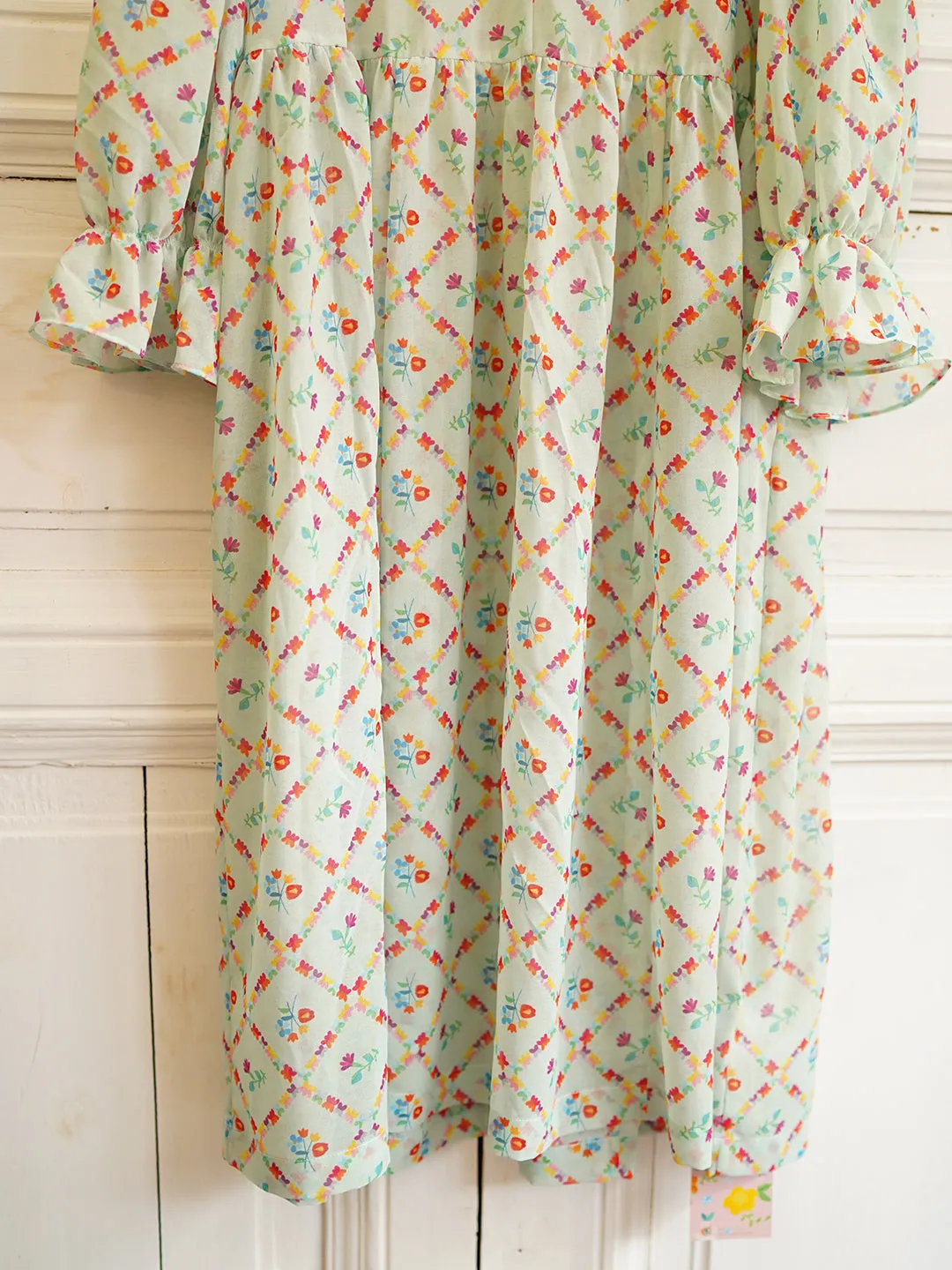 Unlogical Poem Flower Illustrated Print Chiffon Dress
