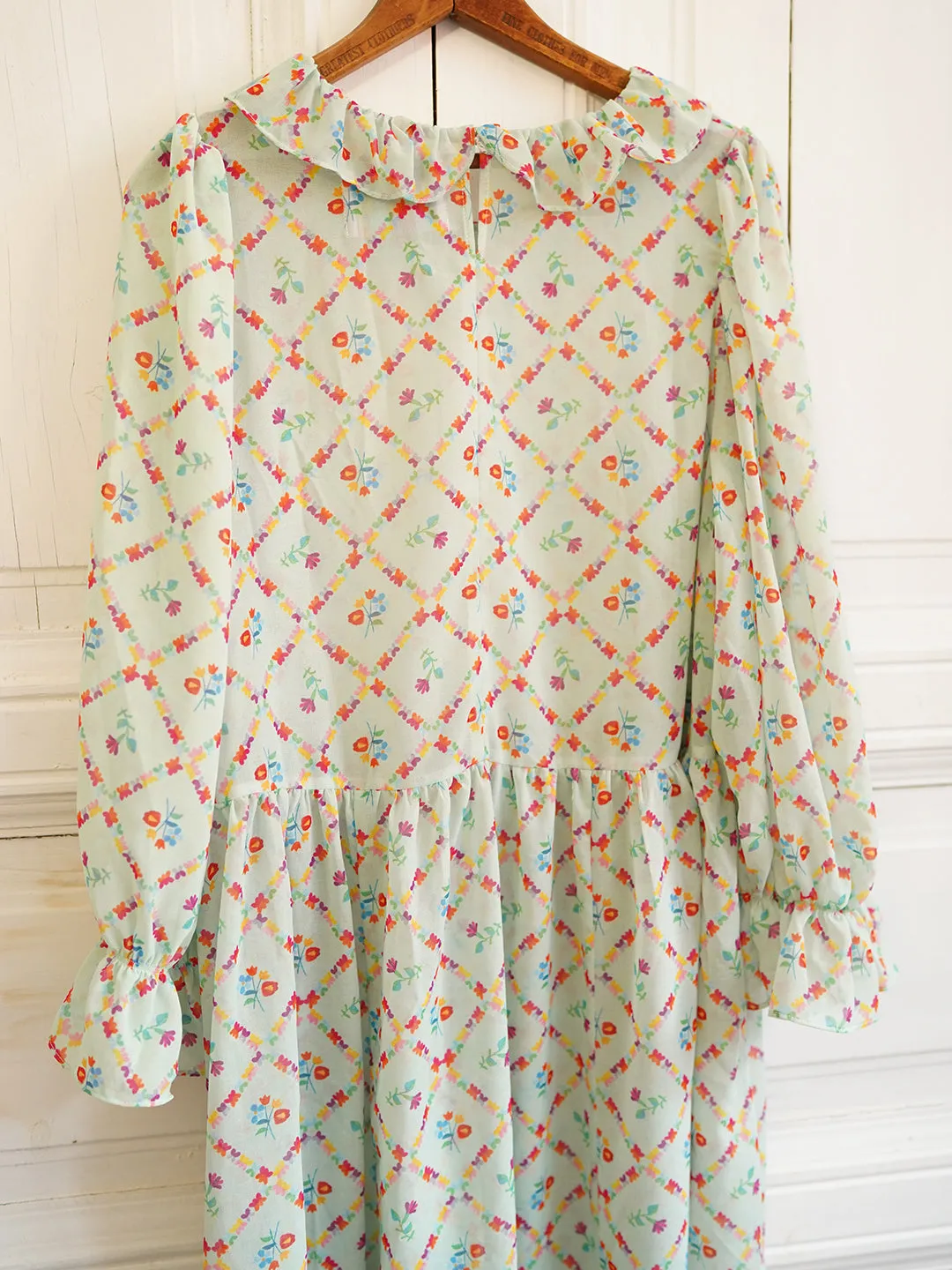 Unlogical Poem Flower Illustrated Print Chiffon Dress
