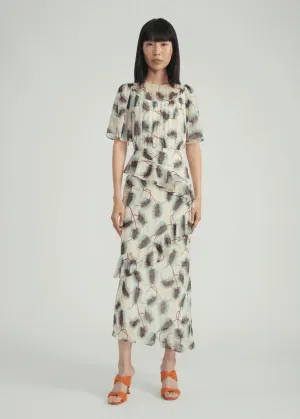 Vida B Silk Georgette Quill Dress (Cream)