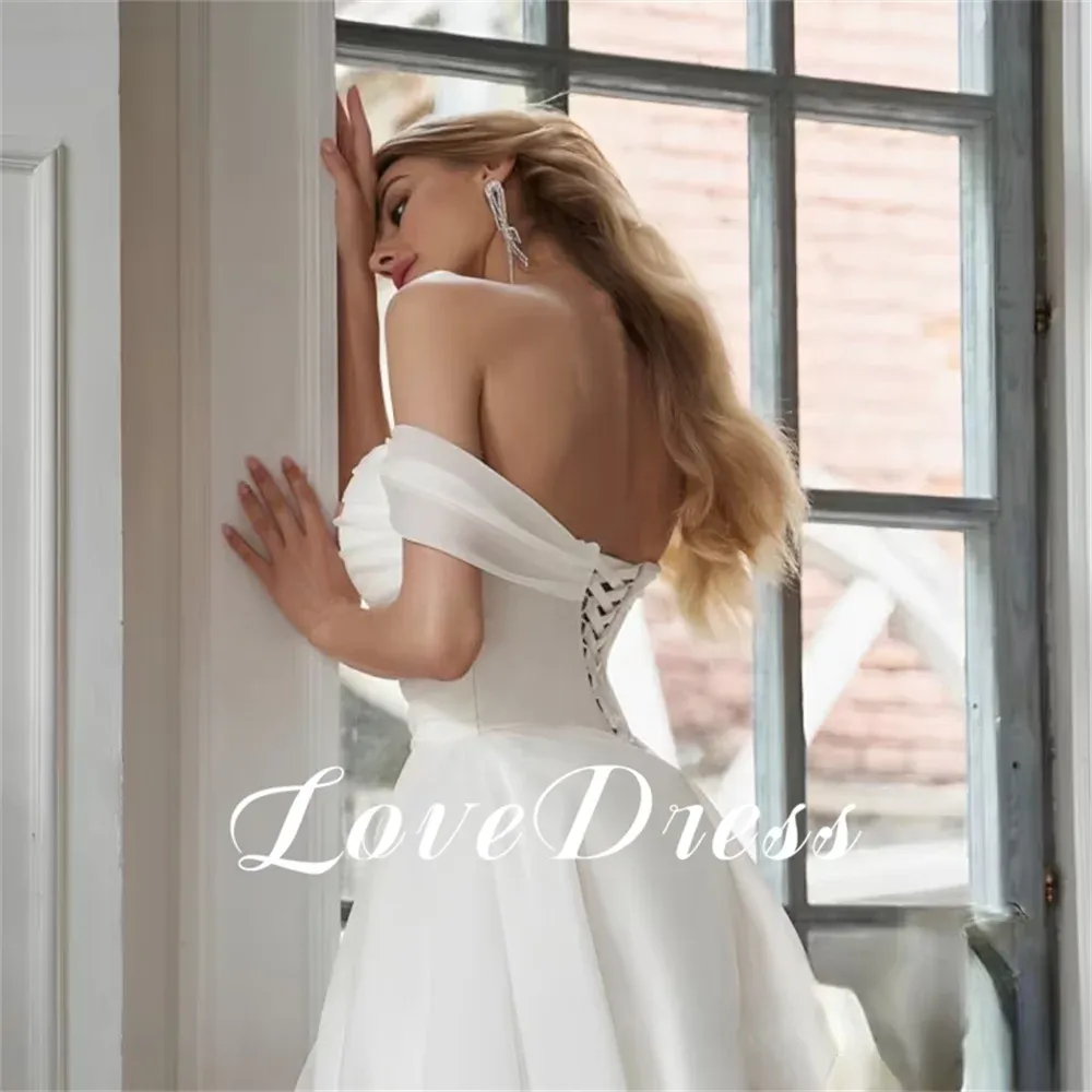 Wedding Dress A Line Silk Organza Split Simple Bridal Gown Women Lace Up