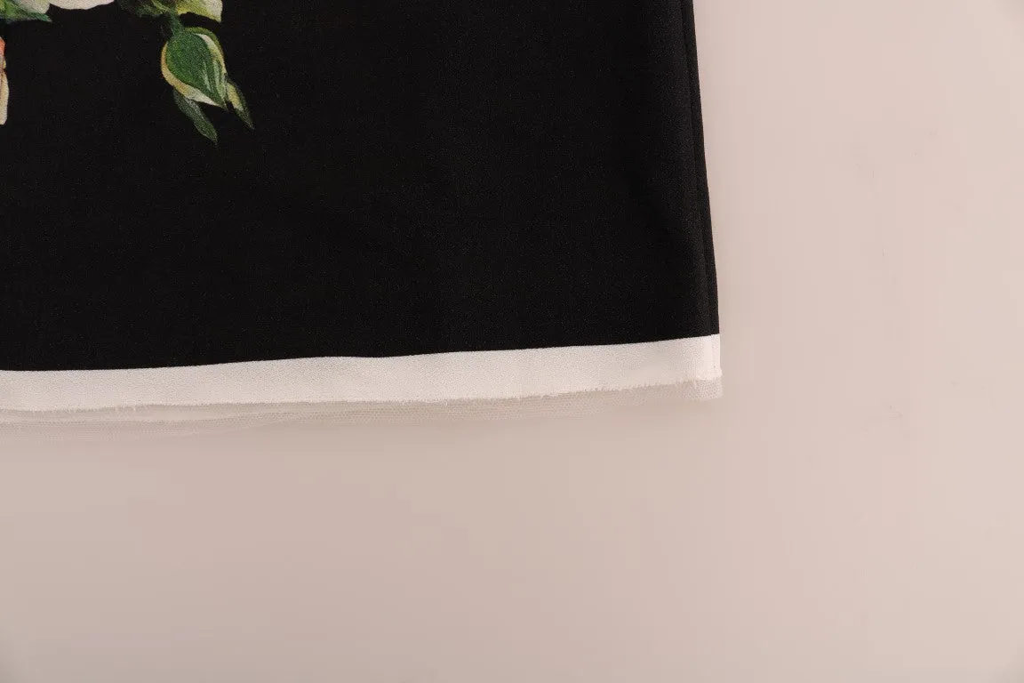 White Roses Print Viscose Sheath Dress