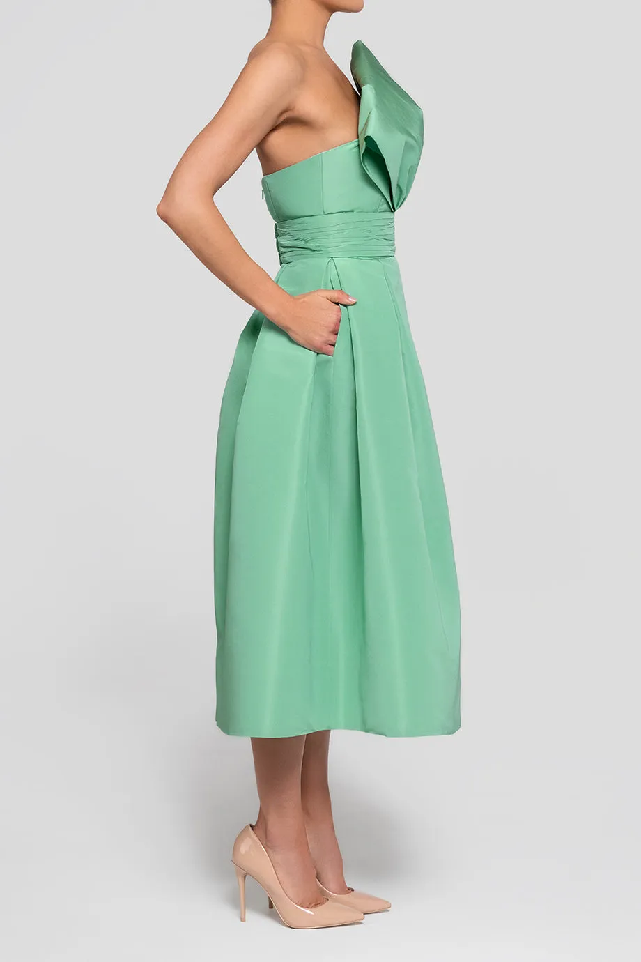 Willow Silk Faille Full Midi Dress