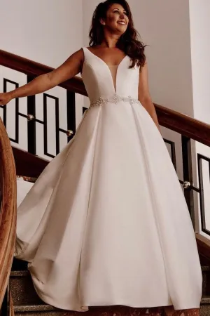 Women's Plus Size Bride Dress with Plunging V-neckline