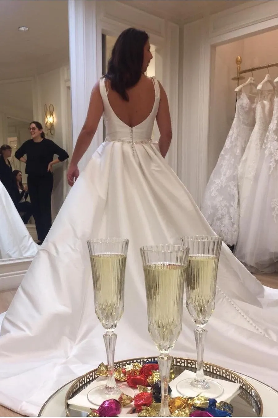 Women's Plus Size Bride Dress with Plunging V-neckline