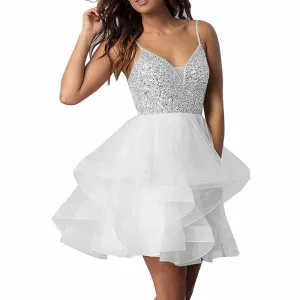 Women's Tulle Gala Prom Dress Short Homecoming Cocktail Gowns