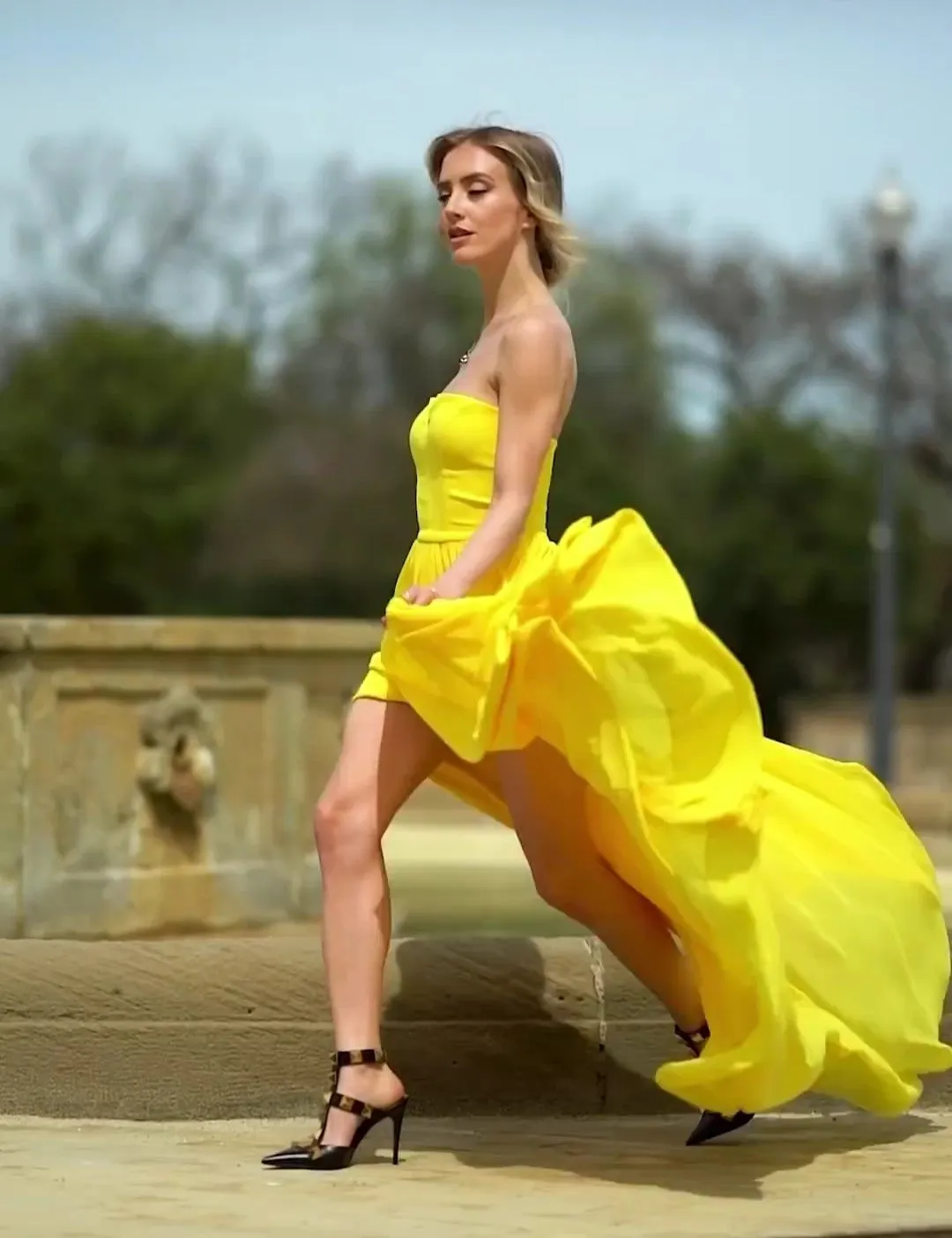 Yellow Chiffon Prom Long Dress with Side Split