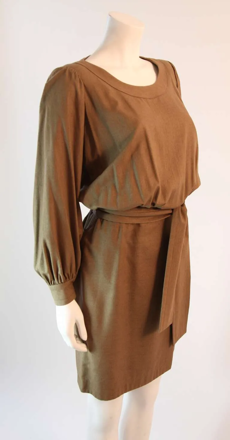 YVES SAINT LAURENT Silk Camel Dress Size 36