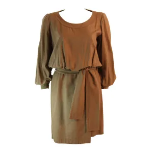 YVES SAINT LAURENT Silk Camel Dress Size 36