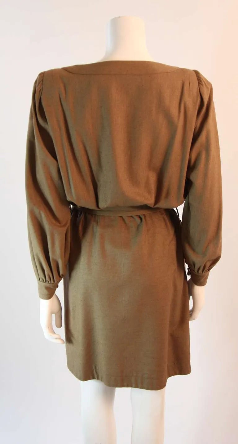 YVES SAINT LAURENT Silk Camel Dress Size 36
