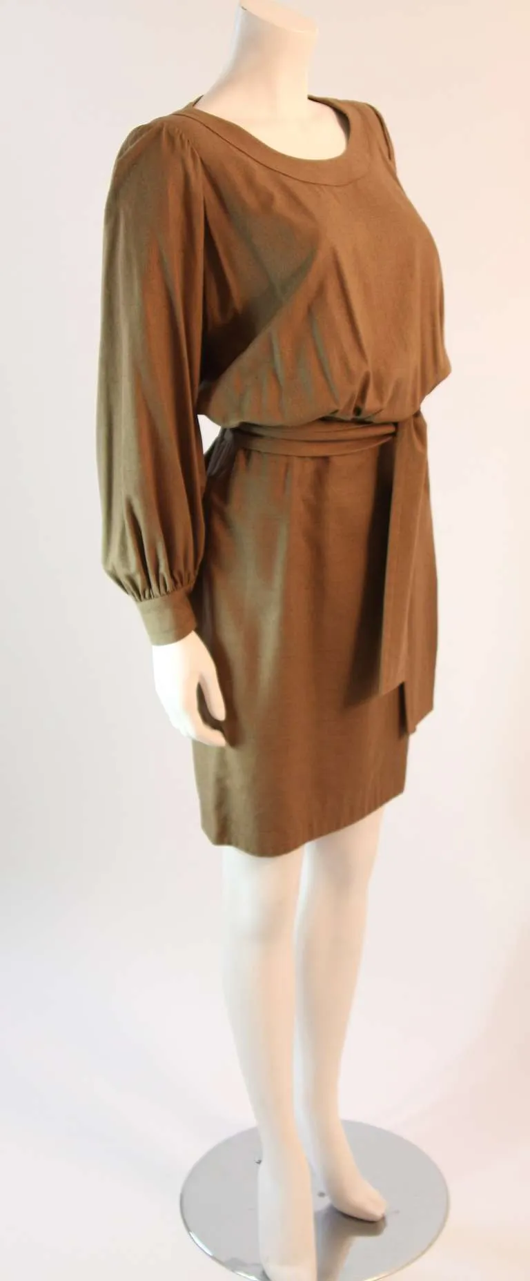 YVES SAINT LAURENT Silk Camel Dress Size 36