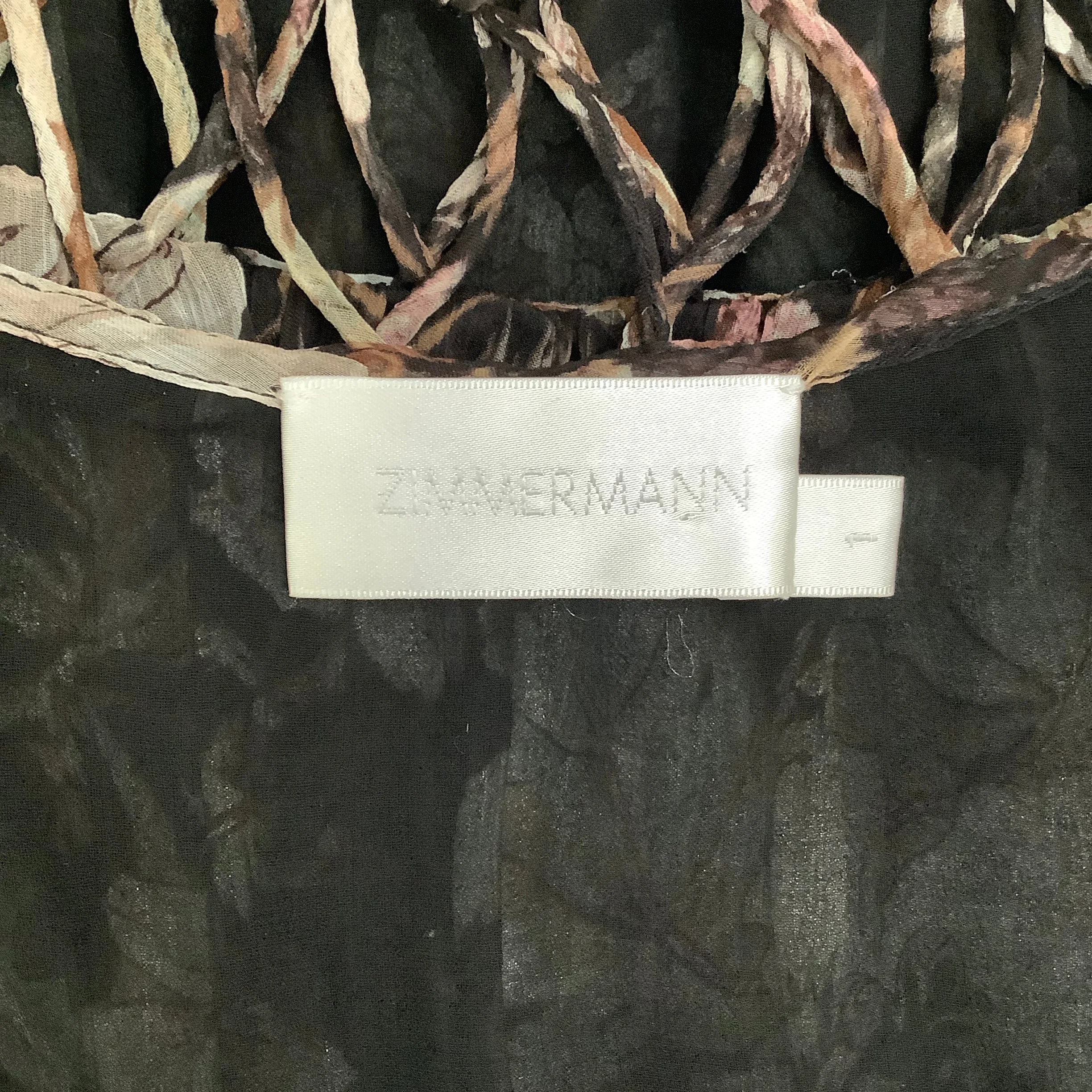 Zimmermann Taupe Floral Silk Chiffon Dress